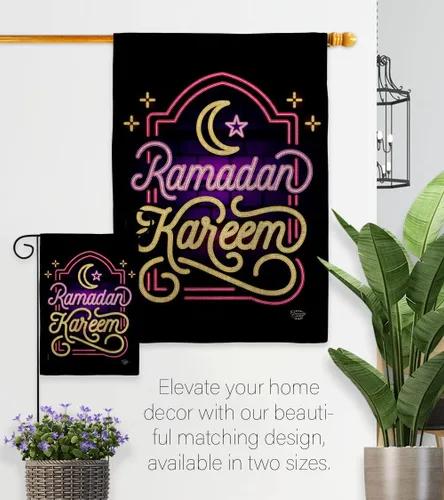 Miniatura 8 de Bandera ligera para casa de arpillera de Ramadán Kareem, musulmanes religiosos, iftares, oraciones, religión cristiana, decoración del mes, pancarta