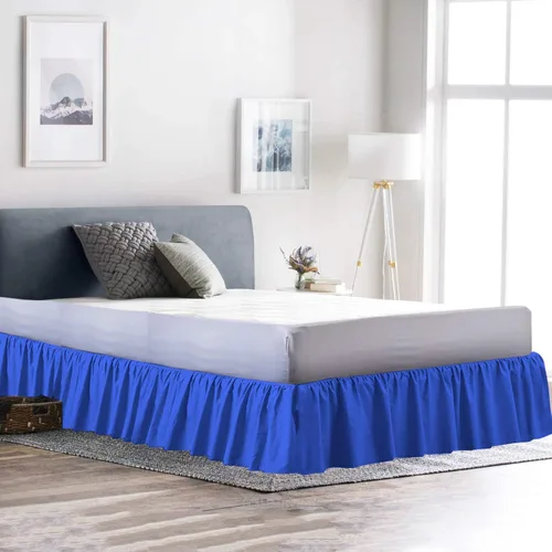 Miniatura 20 de 100% algodón 600 hilos 1 pieza falda de cama con volantes de polvo de 12 pulgadas con plataforma, estilo recogido (tamaño Queen, rosa)
