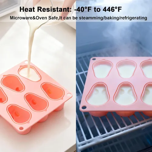 Miniatura 3 de Moldes 3D de silicona para cubitos de hielo de conejo, 2 moldes de resina de silicona en forma de conejo para mousse, fondant y helado, 6 cavidades