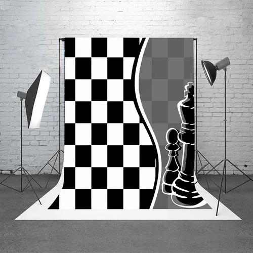 Miniatura 9 de Fondo de fotografía a cuadros en blanco y negro de 7 x 5 pies, decoración de fiesta de cumpleaños simple y moderna, pancarta, accesorios de estudio