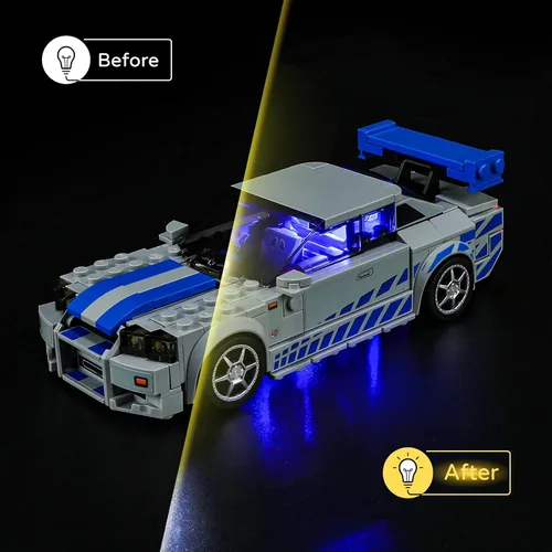 Miniatura 7 de YEABRICKS Luz LED para Lego-76917 Speed Fast 2 Furious Nissan Skyline GT-R Building Blocks Model (Lego Set no incluido)