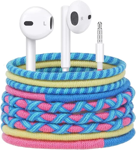 Miniatura 6 de Coloridos auriculares irrompibles trenzados con cable - en el oído auriculares para niños con micrófono sin enredos para niños para iPhone/Samsung