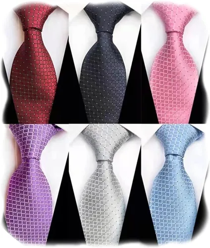 Miniatura 50 de WeiShang Lote de 6 corbatas clásicas de seda para hombre, corbatas tejidas jacquard