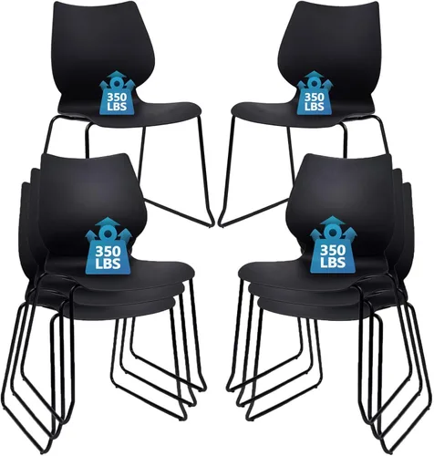 Miniatura 24 de KLASIKA Silla apilable para sala de espera, silla de oficina apilable con soporte lumbar ergonómico y patas de metal, sillas de escritorio