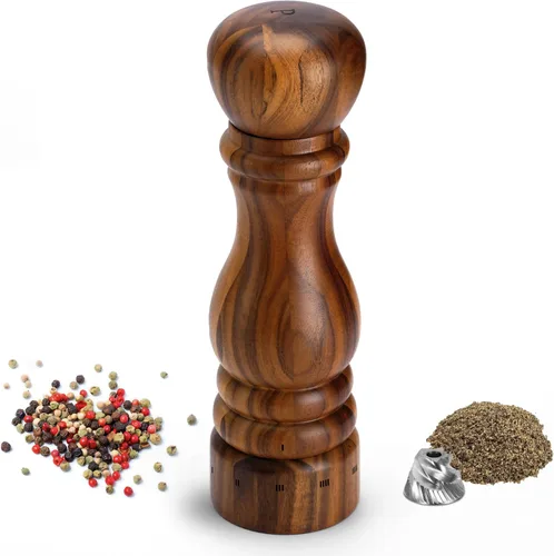 Miniatura 11 de Molinillo de pimienta de madera, molinillo de pimienta manual con núcleo de acero inoxidable, pimentero recargable con cuerpo de madera de haya