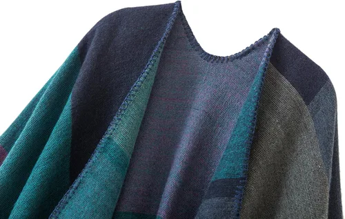 Miniatura 227 de Urban CoCo Poncho de colores para mujer, chal con frente abierto, color en bloques