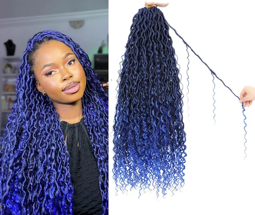 Miniatura 9 de River Locs Cabello de Crochet para Mujeres Negras - Boho Goddess Locs Grochet Hair, Boho Hippie Loc (18" 6 Paquetes T1B/púrpura#)