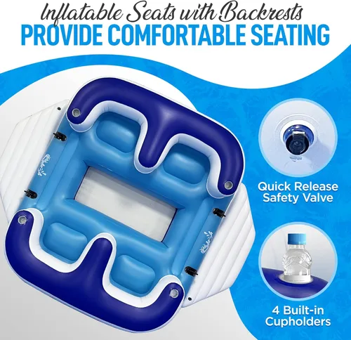 Miniatura 3 de Serenelife Inflatable Towable Tube for Boating, 2 Rider Capacity with Deck Seats & Backrest, 450 lbs Water Sports Tube, Durable Nylon Cover
