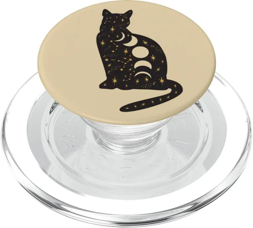 Miniatura 8 de PopSockets PopSockets intercambiables PopGrip con diseño de gato místico negro