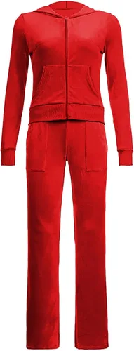 Miniatura 4 de Stessotudo Women 2 Piece Outfits Trendy Velvet Travel Matching Sets Zip Up Long Sleeve Hooded Tops Casual Fashion Pant Sets