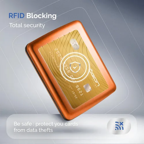 Miniatura 7 de Cartera de aluminio ÖGON -DESIGNS-, de gran capacidad con cerradura metálica, protección RFID contra fraudes y desmagnetización, modelo Smart Case