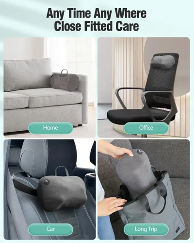 Miniatura 9 de Almohada masajeadora de espalda para aliviar el dolor de tejido profundo, masajeador de cuello para aliviar el dolor de tejido profundo con calor
