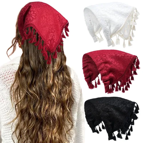 Miniatura 19 de HAIMEIKANG Diademas florales para mujer, bandanas bohemias para el cabello, bufanda, pañuelo triangular, bandas para el cabello de color sólido