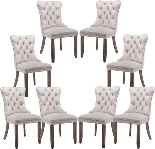 Miniatura 16 de Silla de comedor copetuda moderna de terciopelo para comedor, sillas de comedor tapizadas con remache de clavo, anillo trasero para cocina, comedor