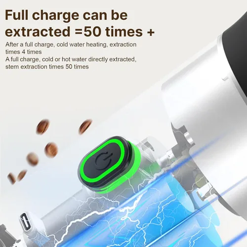 Miniatura 9 de Cafetera portátil, cafetera eléctrica inalámbrica 3 en 1, funciona con cápsulas y café molido, cafetera fría y calefacción con taza de 5.1 fl oz