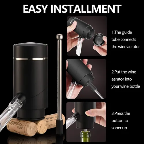 Miniatura 5 de Aireador eléctrico de vino, bomba dispensadora de vino, vertedor automático de vino, decantador de vino instantáneo, oxigenador de vino de un toque