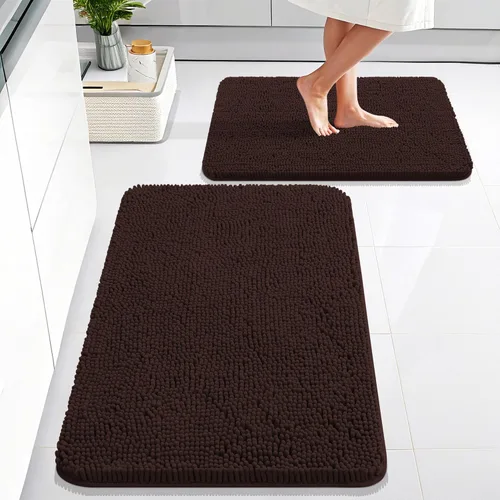 Miniatura 109 de OLANLY Juego de alfombras de baño de 2 piezas, alfombras de baño de chenilla suave y absorbente y alfombra de contorno en forma de U para inodoro