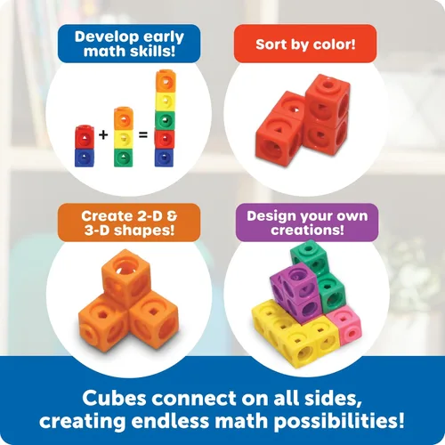 Miniatura 4 de Cubos MathLink de Learning Resources - Juego de 100 cubos, para niños de 5 años en adelante, actividades STEM, elementos manipulativos