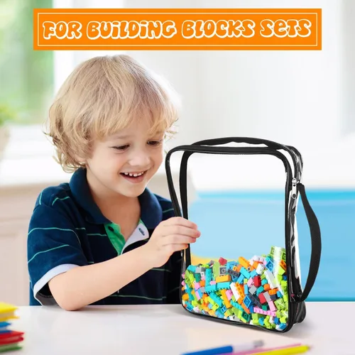Miniatura 6 de Sanwuta 6 paquetes de bolsas de almacenamiento para juguetes, estuches organizadores de PVC con cremallera, contenedor impermeable