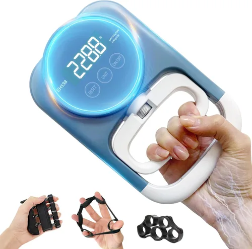 Probador de fuerza de agarre, agarre de mano, dinamómetro de mano, medidor de mano, pantalla LED, cómodo fortalecedor de dedos de 265 libras / 264.6