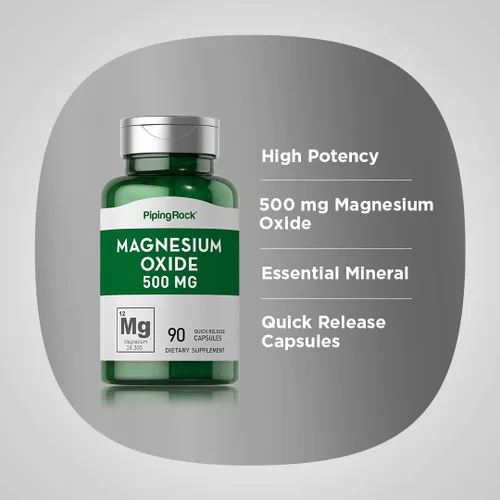 Miniatura 4 de Piping Rock Óxido de magnesio 500 mg 90 cápsulas Suplemento sin OMG, sin gluten
