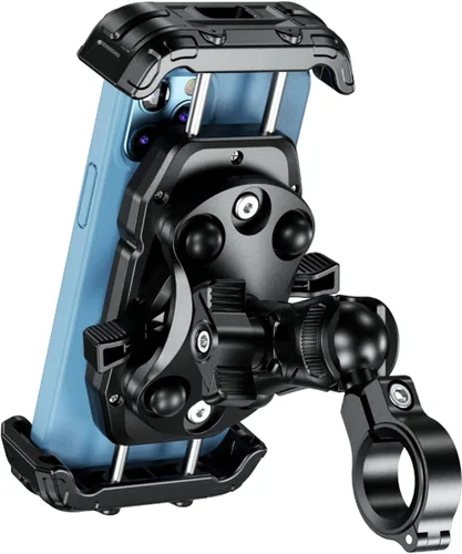 Kaedear Soporte para Motocicleta y Smartphone, Absorción de Vibraciones, Montura, Montura de Aire, Bloqueo Lateral con Palanca, Brazo Intermedio,