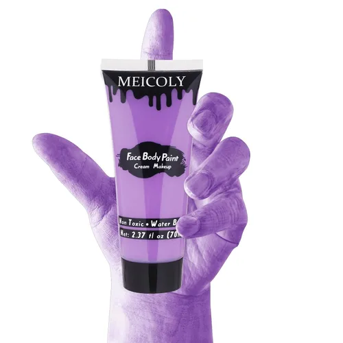 Miniatura 9 de MEICOLY Pintura facial color morado claro crema, tubo grande de 2.37 onzas, pintura de cuerpo completo a base de agua para adultos y niños, pintura