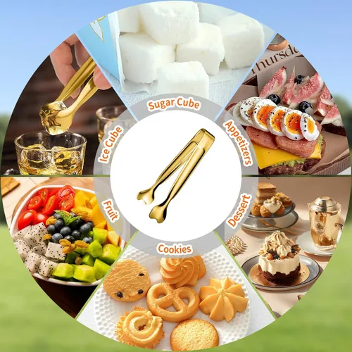 Miniatura 5 de Mini pinzas para servir, paquete de 18 pinzas de acero inoxidable para azúcar, pinzas de hielo de 4.3 pulgadas, pinzas para aperitivos de cocina