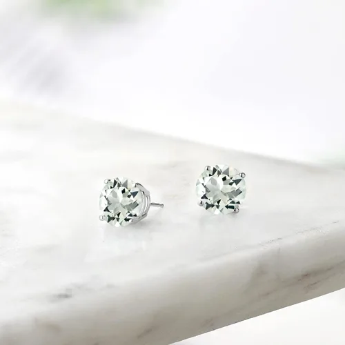 Miniatura 16 de Gem Stone King Aretes de plata de ley 925 con piedra natal redonda de 0.276 in para mujer