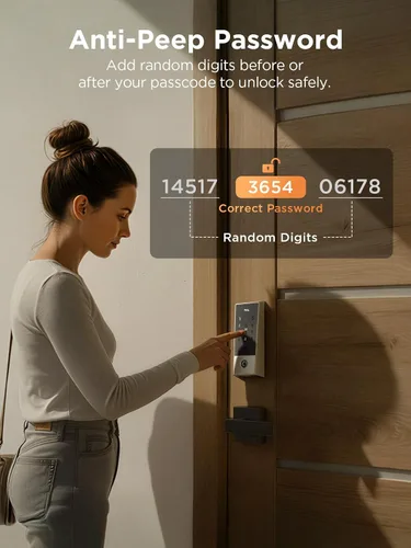 Miniatura 6 de TCL Smart Lock D2, cerradura de puerta de entrada sin llave Wi-Fi, timbre integrado, teclado de pantalla táctil, control de aplicación y voz, 50