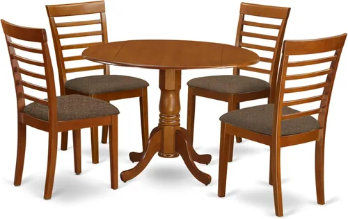 Miniatura 14 de East West Furniture DLML3-MAH-C - Juego de comedor de 3 piezas que contiene una mesa de comedor redonda con gotas y 2 sillas tapizadas de tela