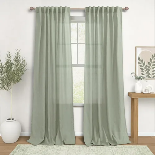 Miniatura 60 de KOUFALL Cortinas transparentes de lino de 90 pulgadas, cortinas para Sala Modernas 2025 De Lino Elegantes, cortinas personalizadas con pestaña