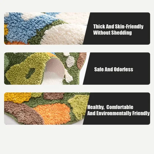Miniatura 7 de Alfombra de musgo 3D estéreo, alfombra floral, bonita alfombra de baño verde, antideslizante, suave, lanuda y absorbente, alfombra de baño