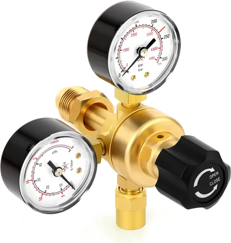 MEANLIN MEASURE Reguladores de CO2 de argón Medidores Regulador de soldadura de gas CGA580 Montaje con Miller Lincoln Mig Tig Weld 0-4500PSI /