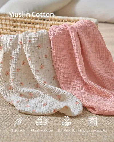 Miniatura 46 de Blissful Diary Sábanas de muselina para cuna para niñas, sábana de bebé de algodón suave bohemio para colchón de cuna estándar de 52 x 28 pulgadas