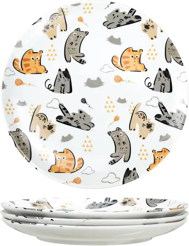 Miniatura 2 de Lindos platos de cerámica con diseño de animales pequeños, juego de 4 gatos pequeños, 8 pulgadas