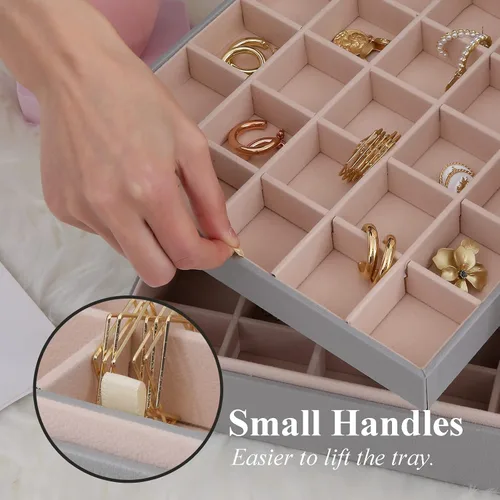 Miniatura 4 de misaya Joyero para pendientes para mujer, organizador de joyas con 50 ranuras, caja de soporte para aretes, anillos, collares, regalo para mujeres