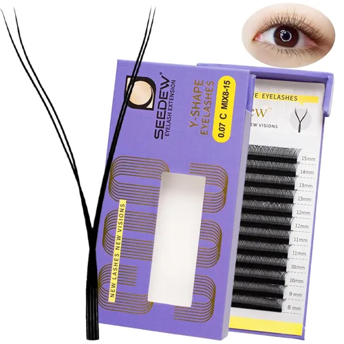 YY - Extensiones de pestañas, racimos de pestañas naturales, bandeja de pestañas en forma de Y, suministros rápidos suaves y esponjosos, suministros