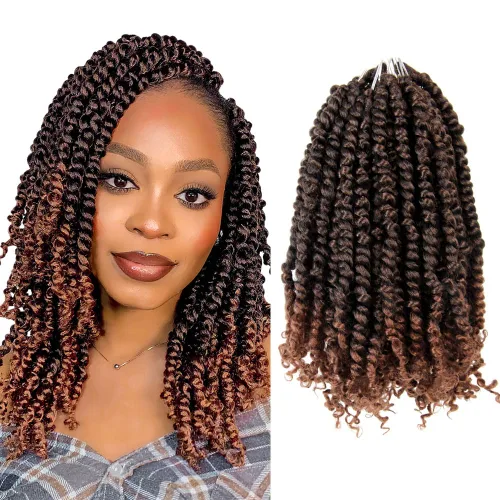 Miniatura 16 de Pelo Passion Twist de 8 pulgadas, trenzas de ganchillo pretrenzadas, paquetes de 8 paquetes (1B/negro natural)