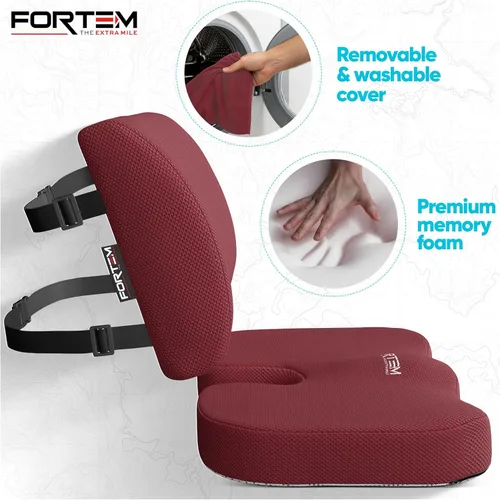 Miniatura 3 de FORTEM Cojín de asiento, cojín para silla de oficina, almohada de apoyo lumbar para silla de oficina, cojines de espuma viscoelástica para asiento