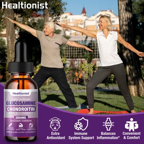 Miniatura 5 de 1 paquete de gotas líquidas de glucosamina condroitina MSM, suplemento de apoyo articular extra fuerte para adultos, hombres y mujeres, quercetina