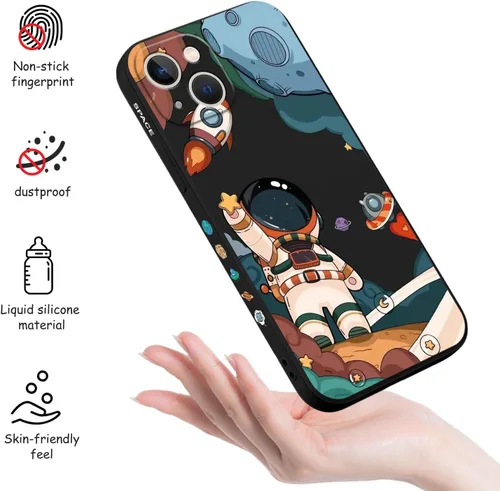 Miniatura 4 de LEECG Funda para iPhone 13 con diseño de mariposas y flores, diseño de astronauta, funda de teléfono con forro de microfibra suave, funda delgada