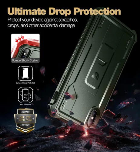 Miniatura 3 de Dexnor Funda para iPhone Xs Max, [Protector de pantalla y soporte integrados] Protección de grado militar resistente a prueba de golpes para iPhone