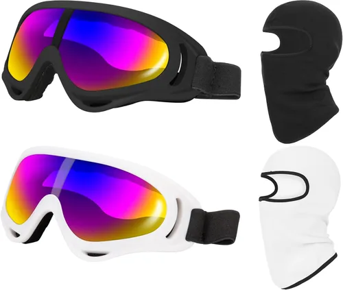 LJDJ Paquete de 2 gafas de esquí, gafas de snowboard para niños, niñas, jóvenes, hombres y mujeres