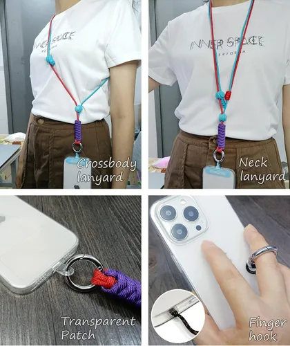 Miniatura 2 de Cordones para teléfono celular alrededor del cuello, cordón de muñeca para llaves, cordones para insignias de identificación, cordón ajustable