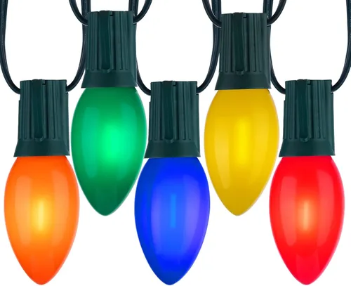Miniatura 10 de Minetom Luces de Navidad vintage C9 LED al aire libre, 25 pies de luces de cadena C9 con 25 bombillas mate irrompibles, luces impermeables Blanco