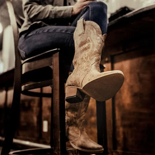 Miniatura 5 de HISEA - Botas vaqueras Rollda para mujer, con punta alargada y de estilo del lejano oeste