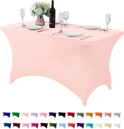 Miniatura 142 de Mantel de elastano para mesas de 4, 6 u 8 pies, mantel elástico universal ajustable para fiestas, banquetes, bodas y eventos - Verde manzana