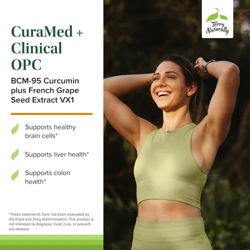 Miniatura 3 de Terry Naturally CuraMed + OPC – 60 cápsulas blandas – BCM-95 Curcumina y semilla de uva francesa VX1 suplemento que apoya la salud del cerebro