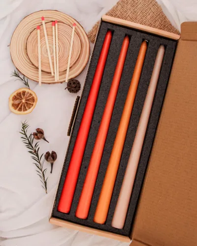 Miniatura 2 de Viyffo Paquete de 4 velas cónicas color naranja de 12 pulgadas, sin perfume, sin humo, largas y altas para candelabros, boda, decoración del hogar